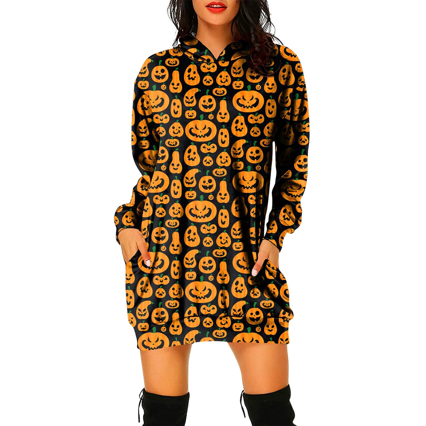 Robe pull à capuche pour femme sur le thème d'Halloween