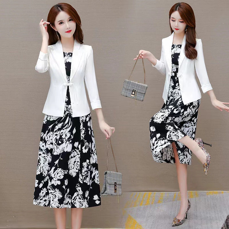 Fashion Elegant Lady Small Suit Two-piece Suit Dress