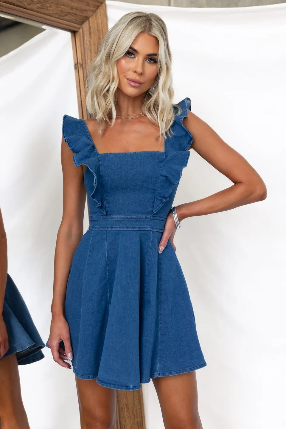 Vestido vaquero casual de moda para mujer