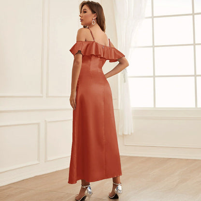 Vestido elegante informal con volantes para mujer