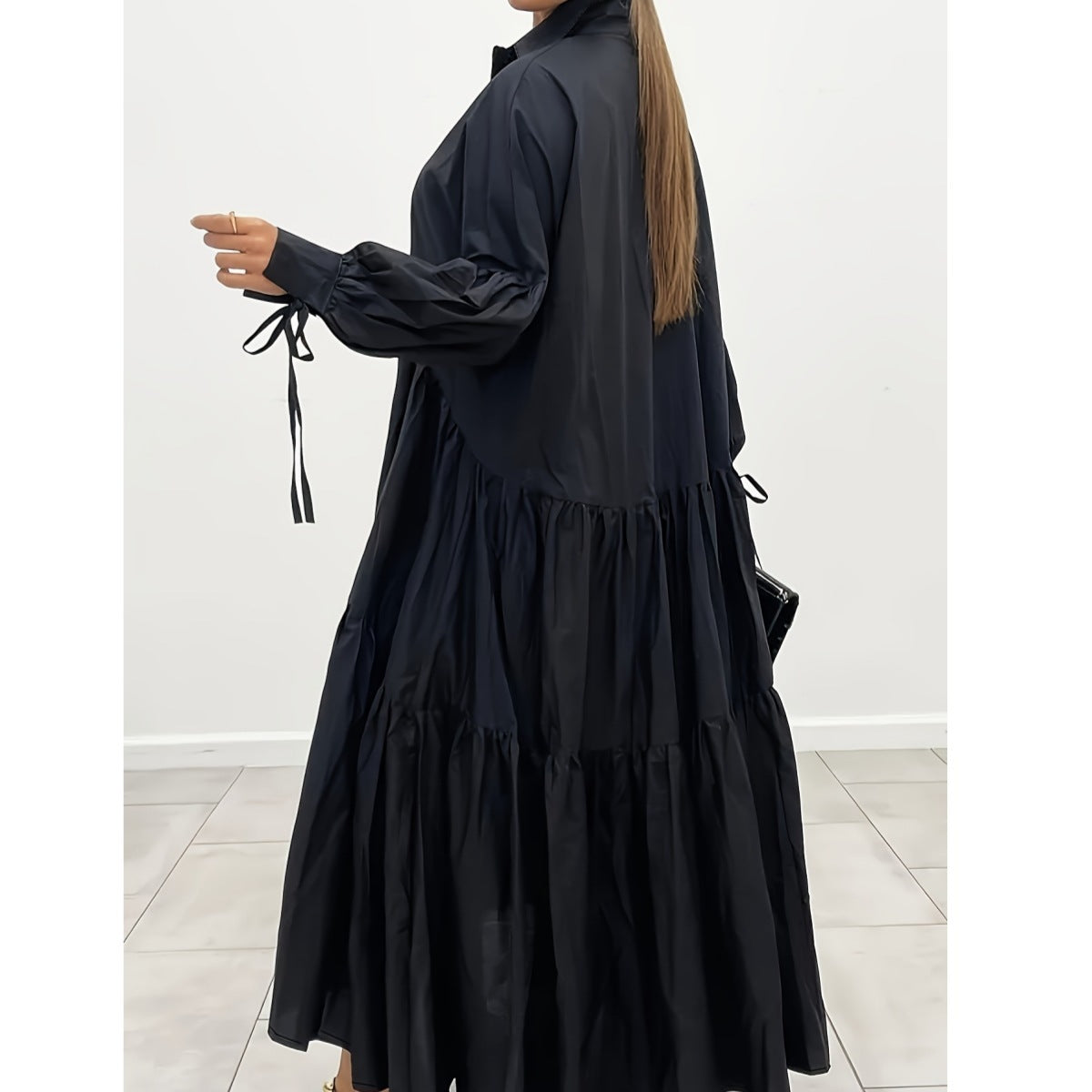 Robe ample nouée à la mode rétro pour femmes, sans ceinture