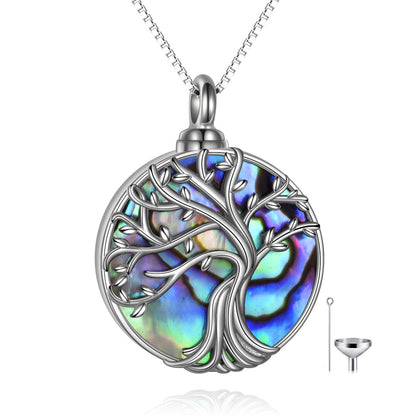 Collier Urne Arbre de Vie pour Cendres Souvenir Collier Pendentif en Argent Sterling 925