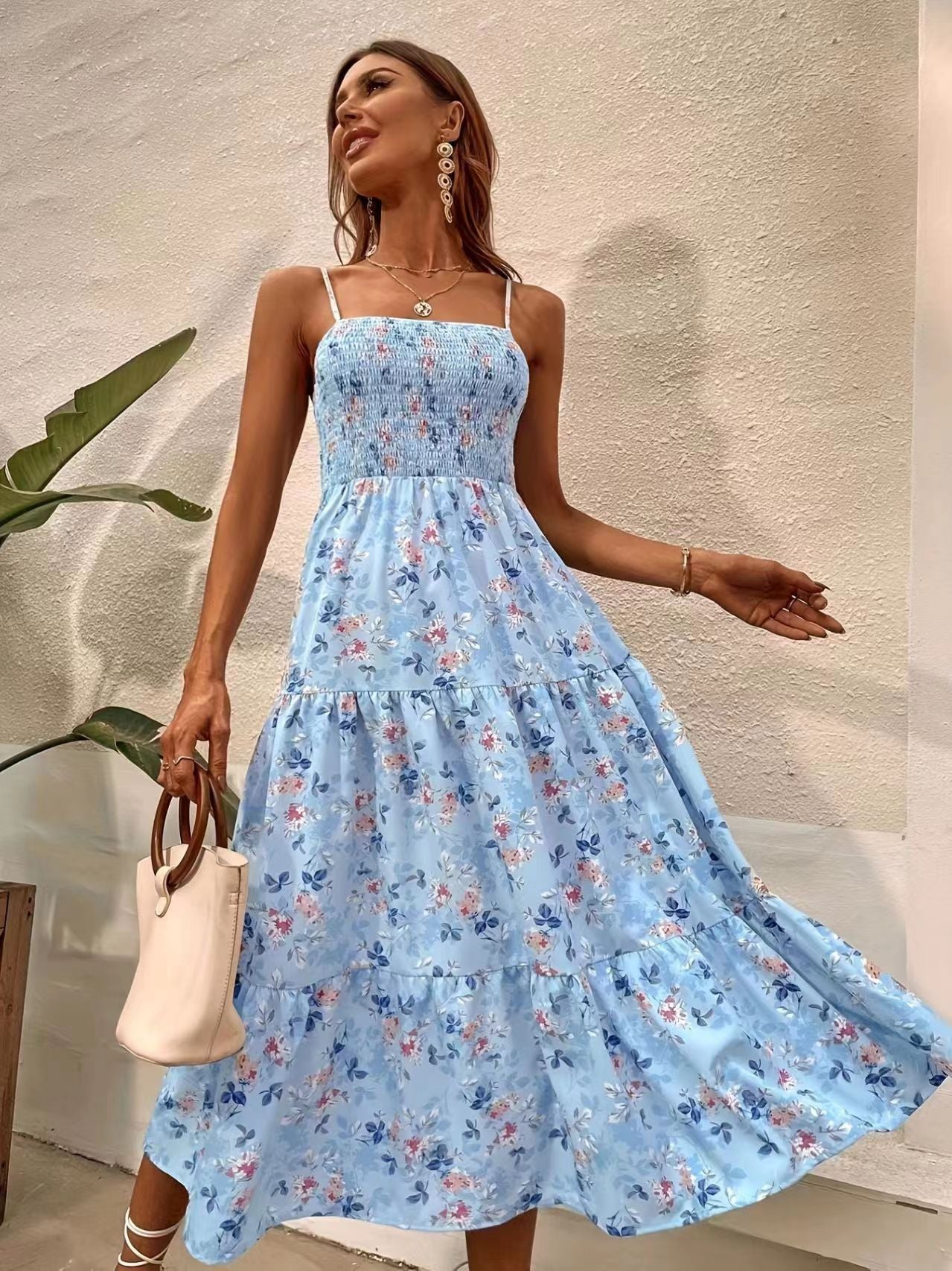 Floral Stitching Summer Beach Dress