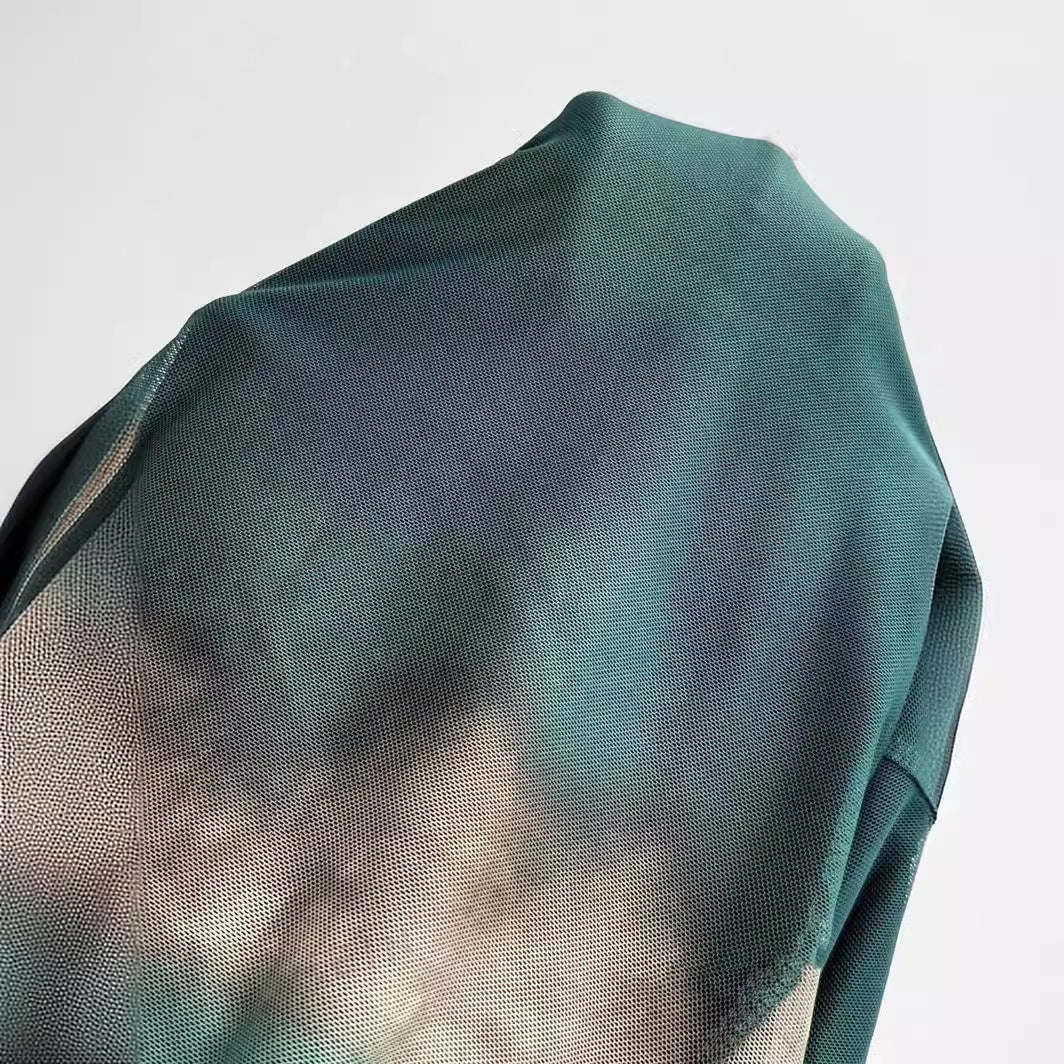 Robe longue à manches longues tie-dye pour femme, coupe ajustée, tendance