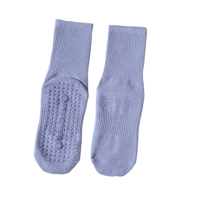 Chaussettes de yoga mi-mollet antidérapantes à semelle en silicone pour femmes