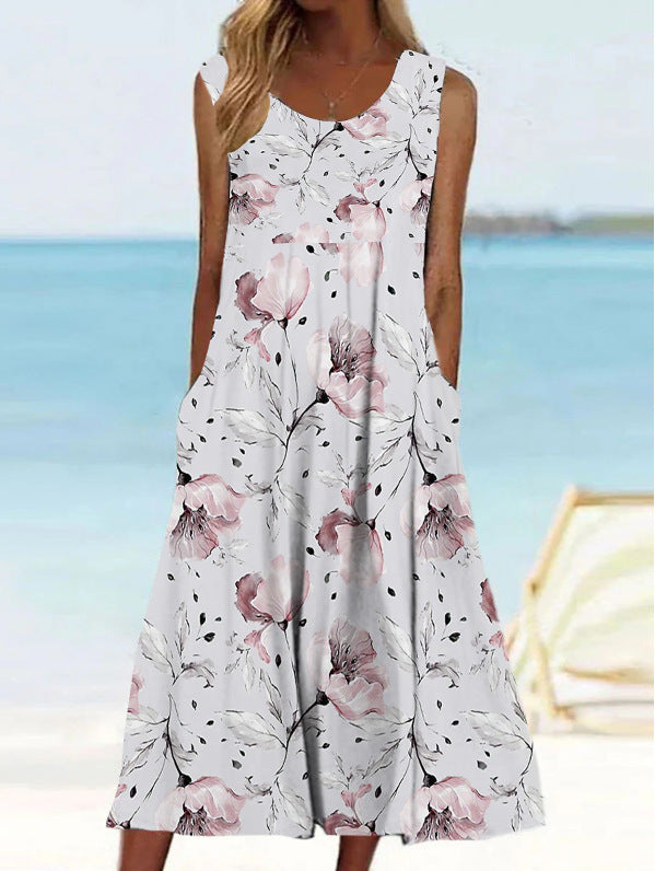 Digital Printing Sleeveless Dress Casual Fashion