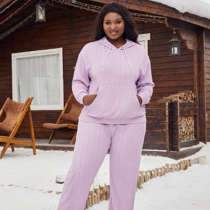 Plus Size Women's Pajamas Imitation Cotton Hooded Sweater Set