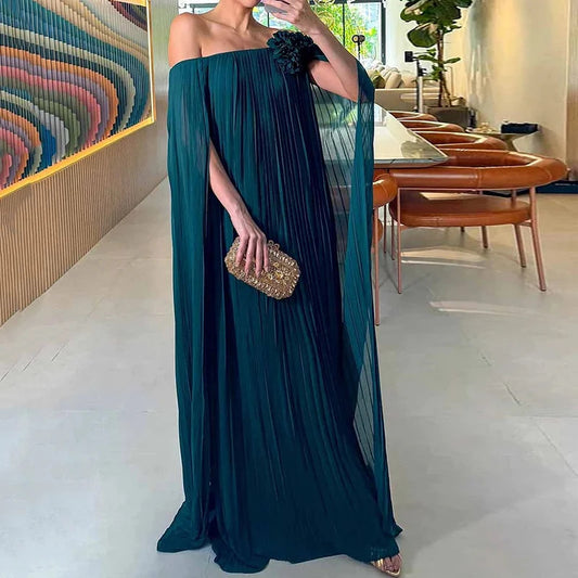 Summer New Solid Color Off-shoulder Loose Dress