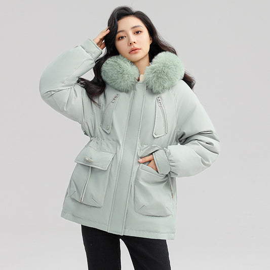 Parka holgada con botones de cuerno para mujer