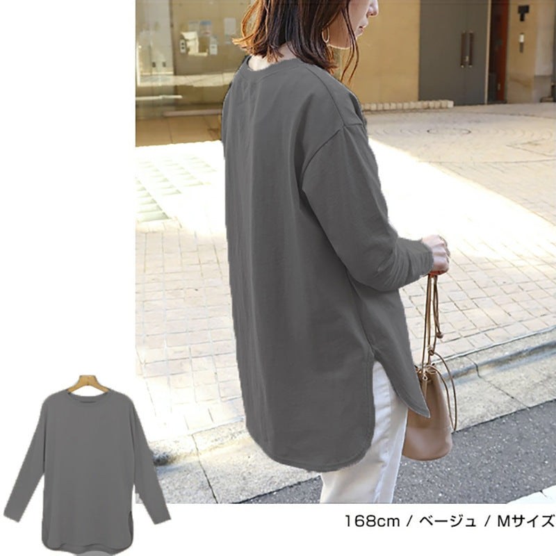 Autumn And Winter Women's Solid Color Long-sleeved Bottoming Shirt