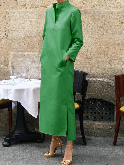 Robe imprimée à manches longues et col montant pour femme