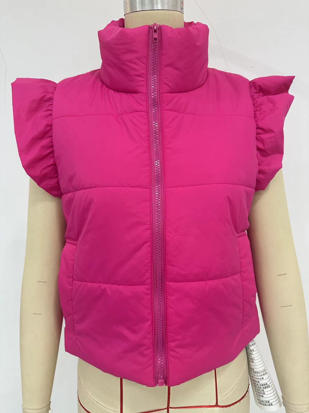 Gilet thermique sans manches à col montant et à la mode, manteau rembourré en coton