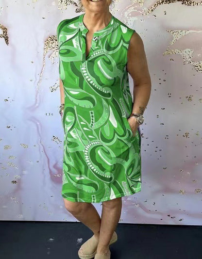 Vestido elegante sin mangas con estampado para mujer