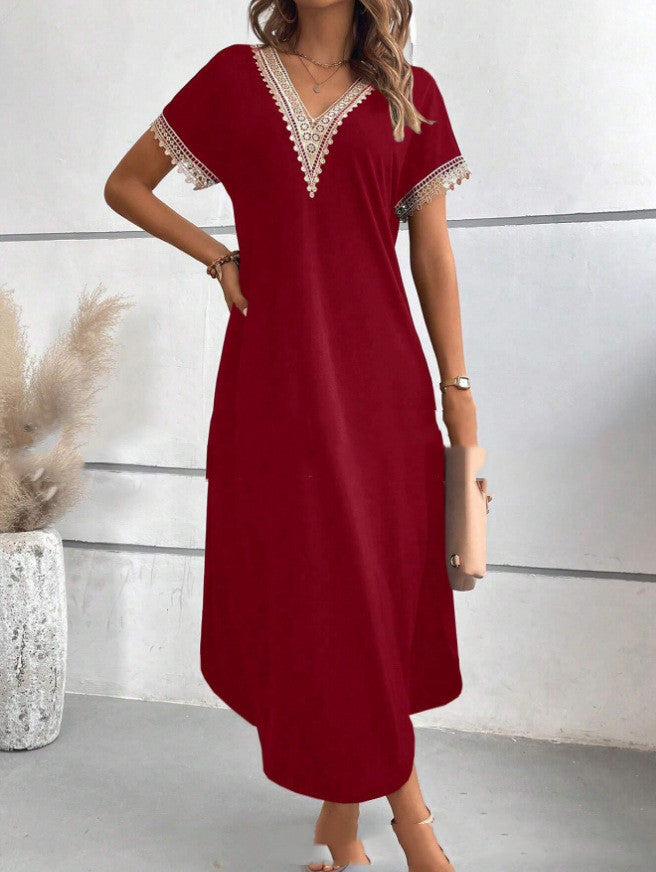 Women's Fashion Solid Color Patchwork Dress