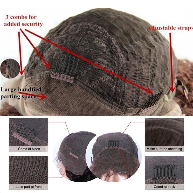 Petite perruque bouclée noire moelleuse en dentelle frontale de longueur moyenne