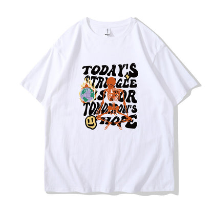 Summer Men's And Women's Casual Cotton-like Top Letter Printing