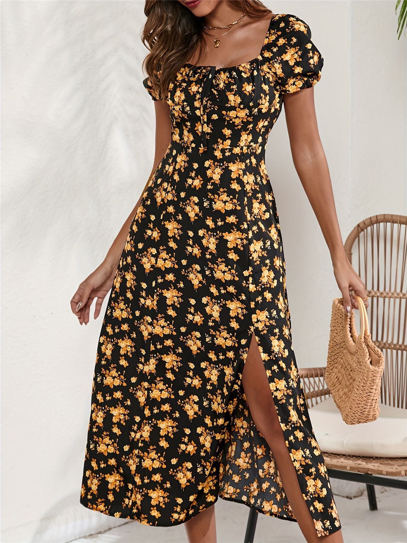 Vacation Casual Printed Chiffon Women's Dress