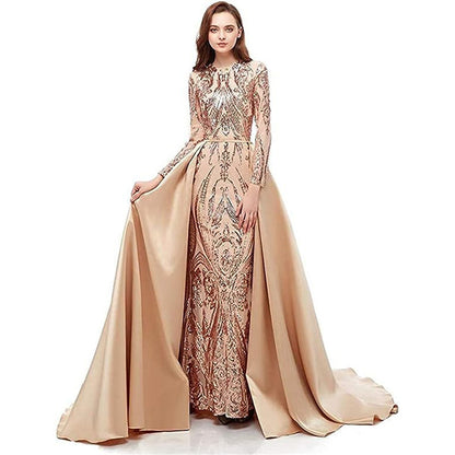 Robe de soirée longue à manches longues pour femme