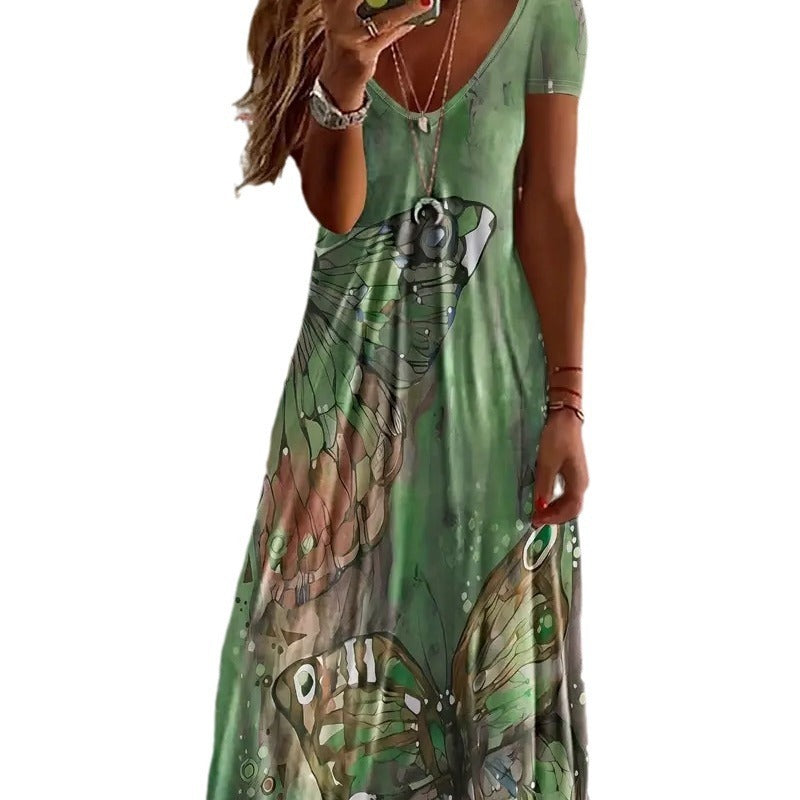 Bohemian Beach Daily Summer Printed Short Sleeve Dress