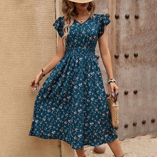 Elegante vestido floral para dama de temperamento