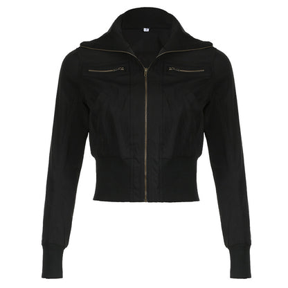 Veste tendance robuste à col montant et poche zippée pour femme