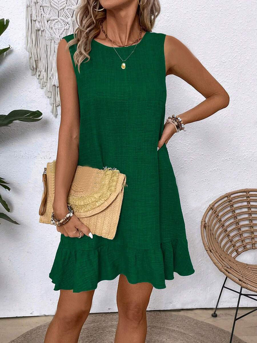 Women's Sleeveless Vest Dress Back Lace-up