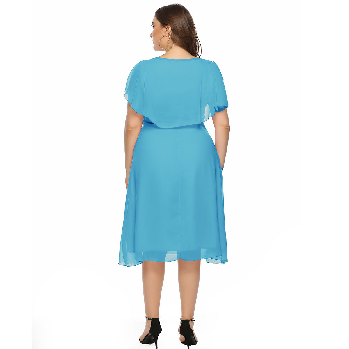 Robe grande taille en mousseline de soie élégante européenne et américaine