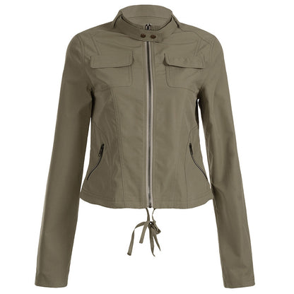 Veste tendance robuste à col montant et poche zippée pour femme