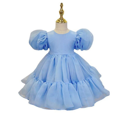 Girls Princess Mesh Puff Sleeve Dress