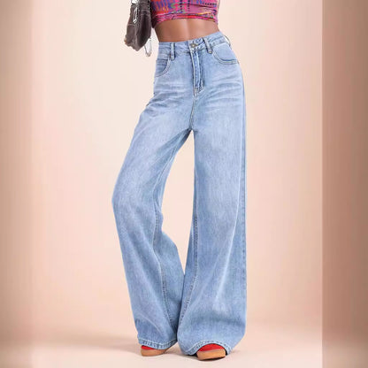 Retro High Waist Loose Wide Leg Pants Straight Women