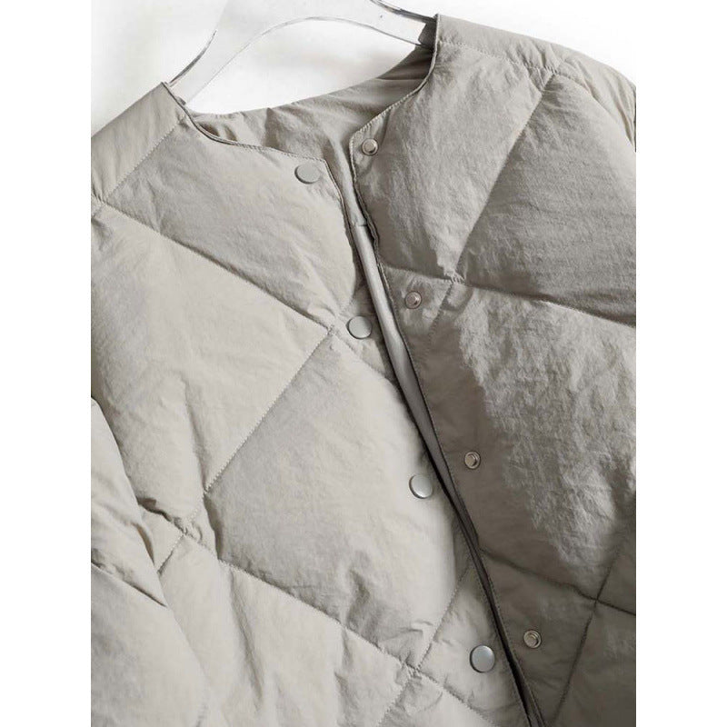 Veste courte en coton à treillis gris pour femme