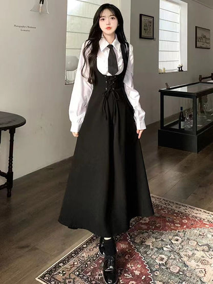 Robe de costume uniforme de style preppy à la mode pour femmes