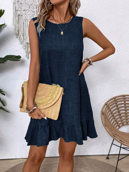 Women's Sleeveless Vest Dress Back Lace-up