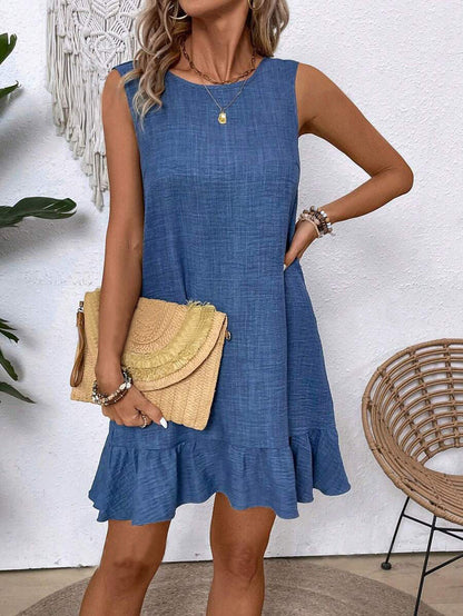 Women's Sleeveless Vest Dress Back Lace-up