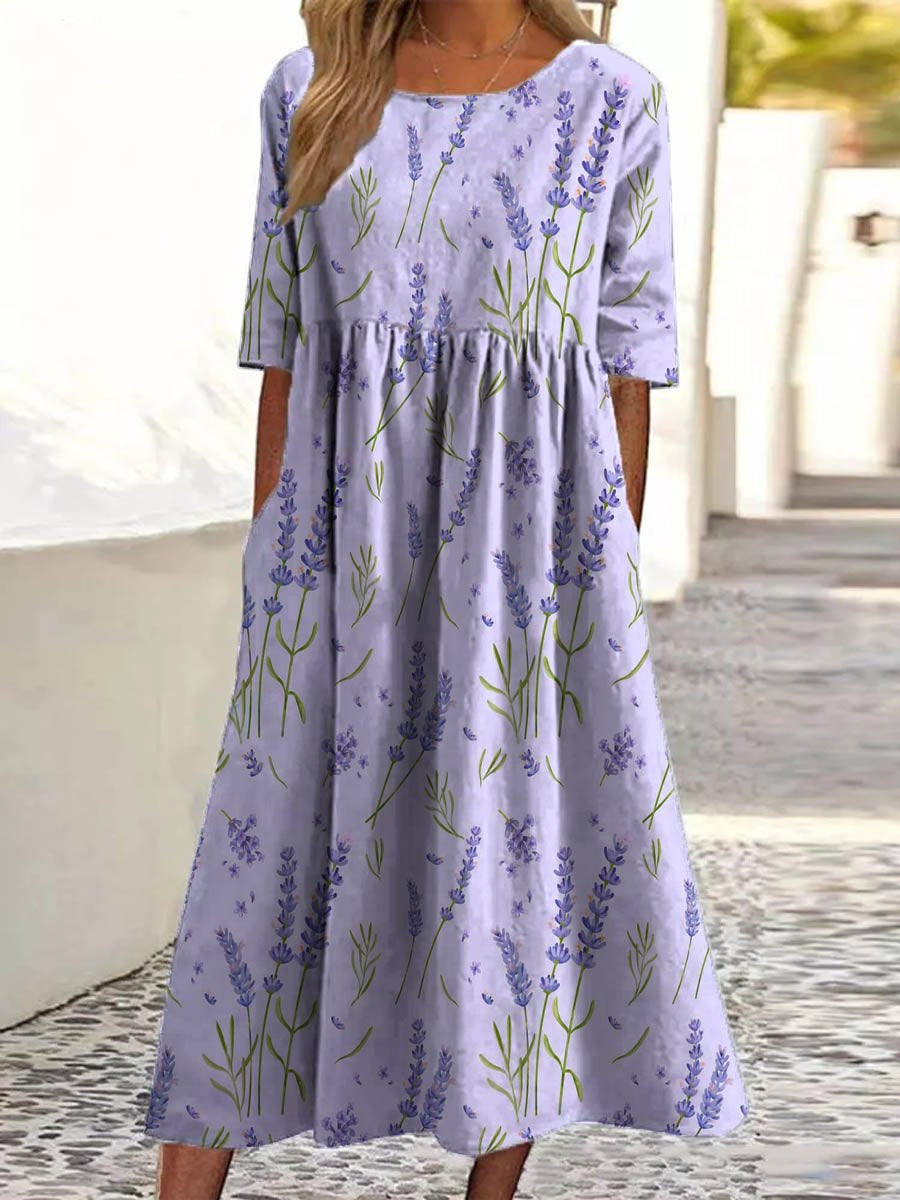 Robe à grande largeur avec impression numérique tendance