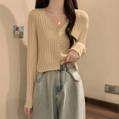 Fashion Hollowed-out Knitted Cardigan For Women