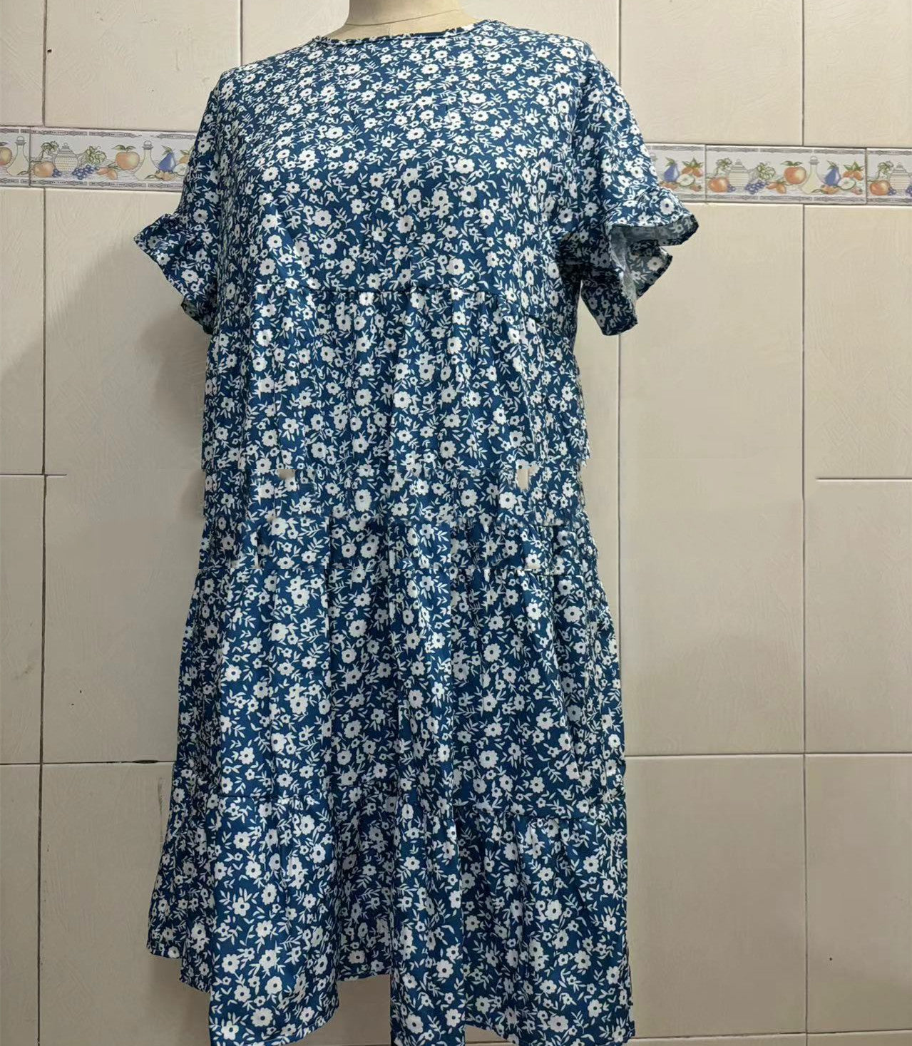 Robe d'été décontractée à col ras du cou et imprimé léopard pour femme