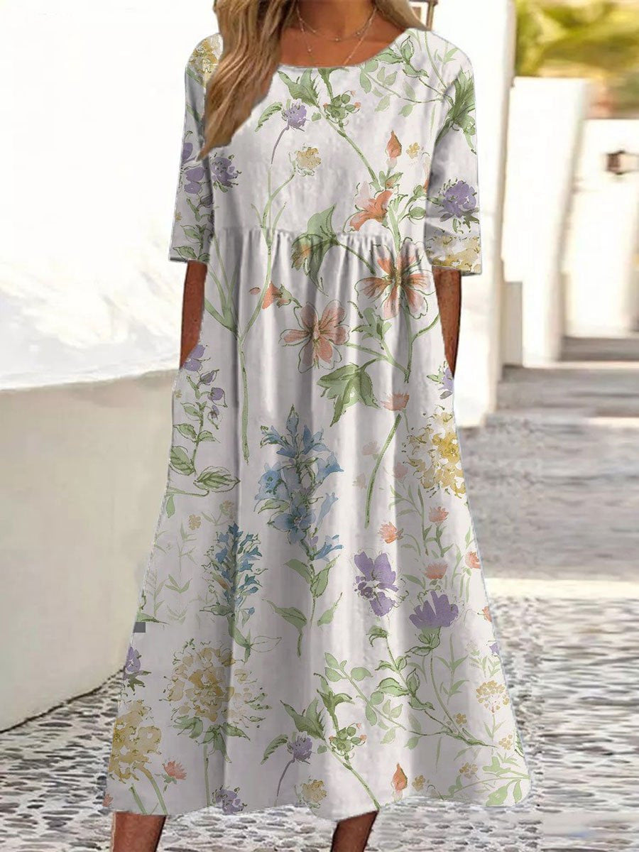 Robe à grande largeur avec impression numérique tendance