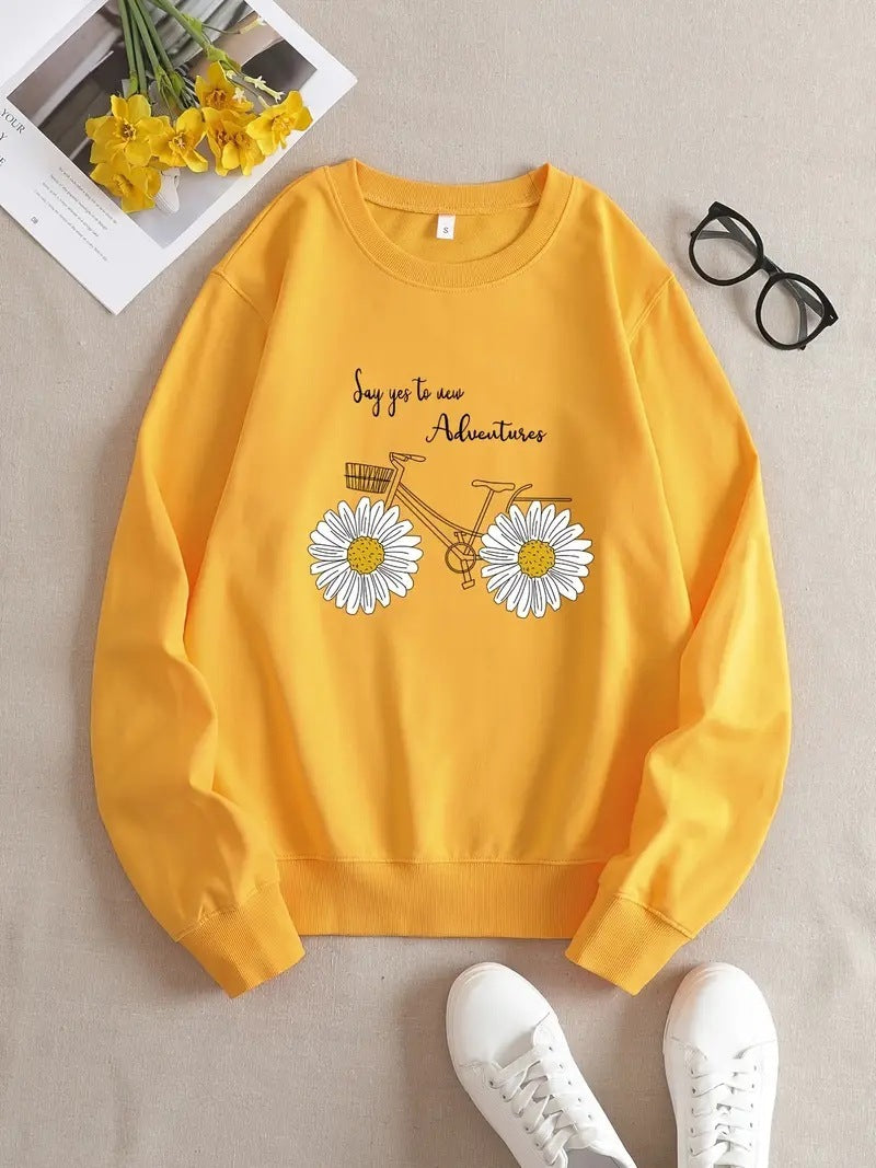 Women's Clothing Printed Crew Neck Sweatshirt