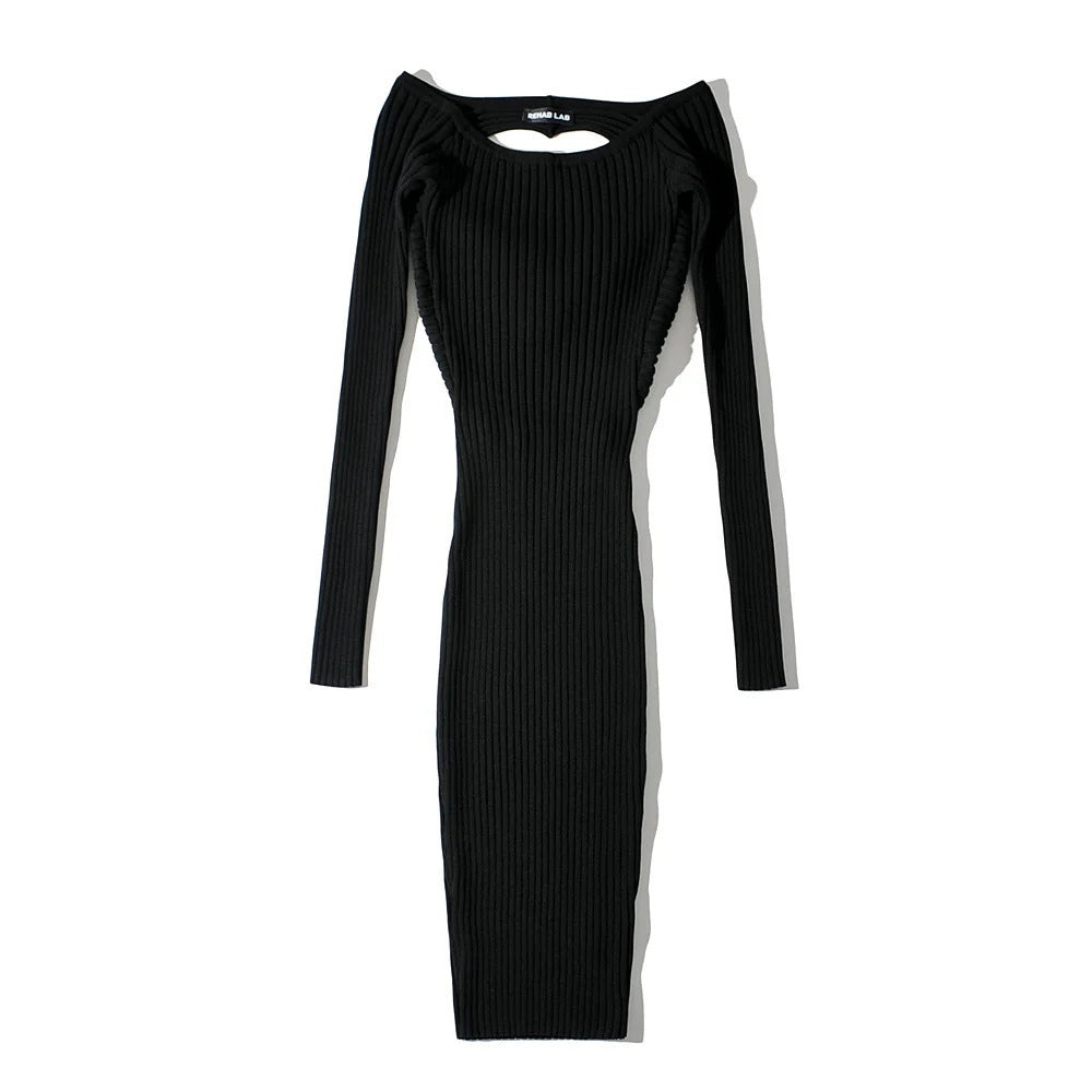 Women's Square Collar Twist Two-way Wearing Long-sleeved Dress