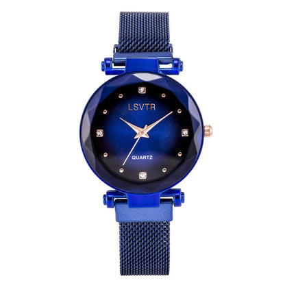 Montre à quartz étoilée pour femme avec bracelet magnétique absorbant le fer