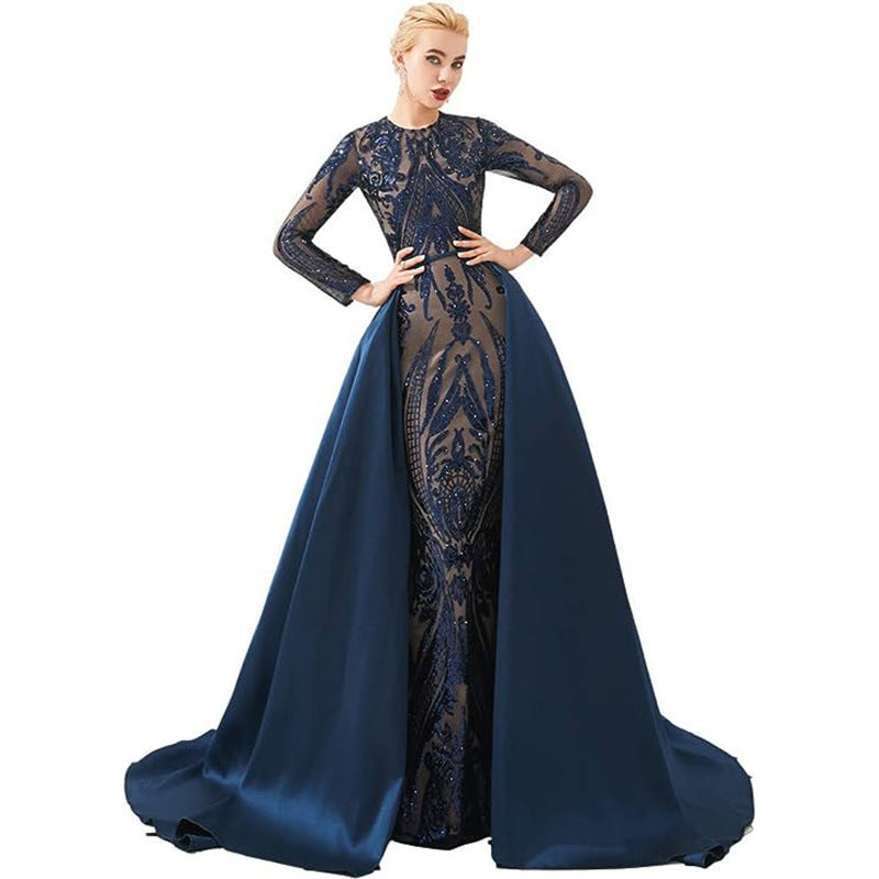 Women's Long-sleeved Trailing Evening Dress