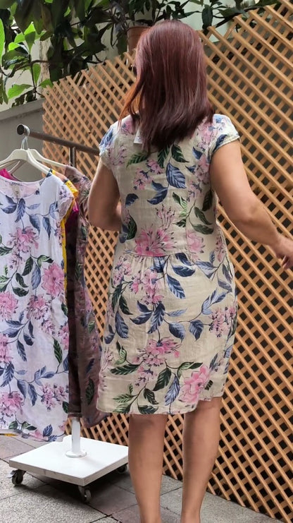 Vestido estampado de manga corta holgado y elegante para mujer