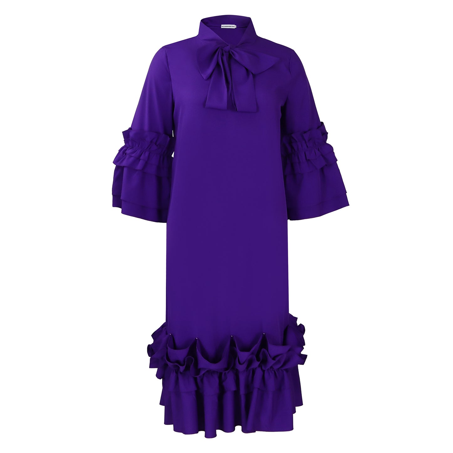 Fashion Casual Style Ruffled Flare Sleeve Plus Size Dress