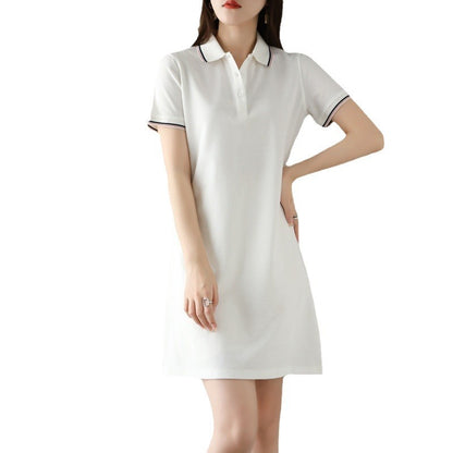 Robe mi-longue à col polo pour femme