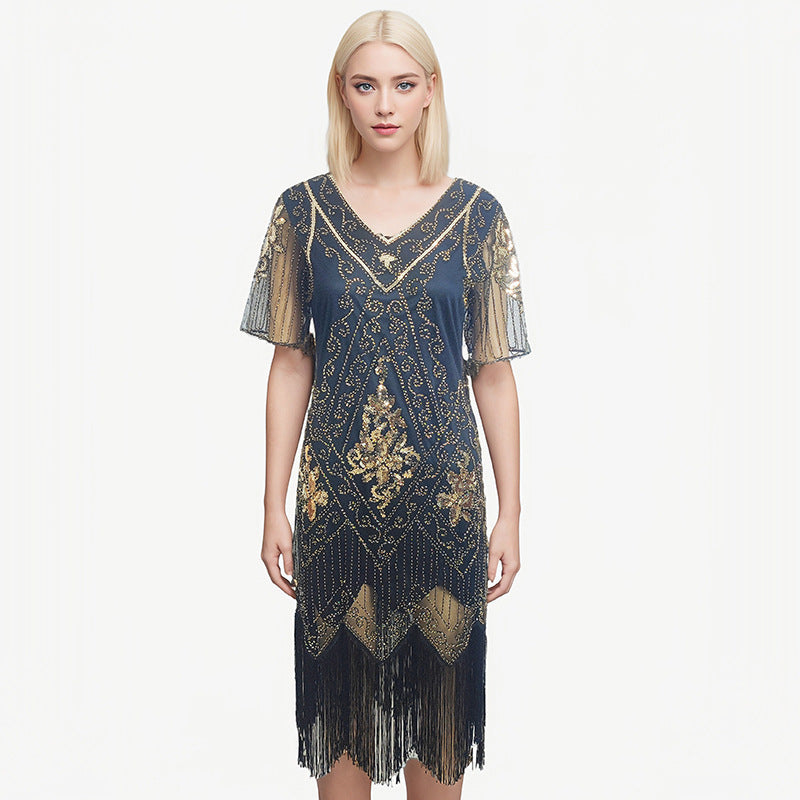 Sequined Tassel Dress European And American Banquet Party