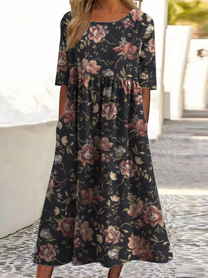 Robe à grande largeur avec impression numérique tendance