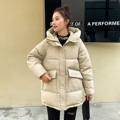 Winter Hooded Candy Color Loose And Warm Short Down Cotton Jacket Coat