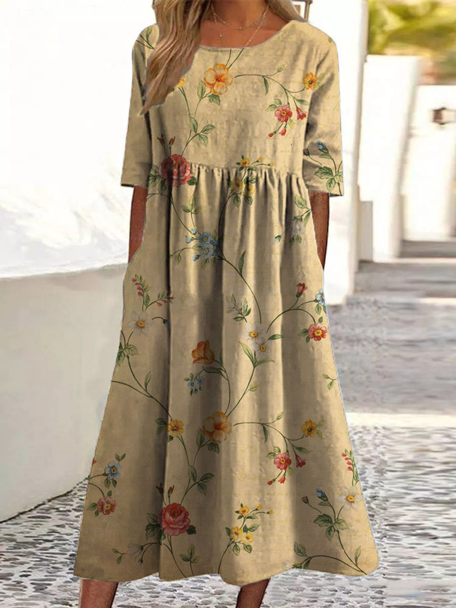 Robe à grande largeur avec impression numérique tendance