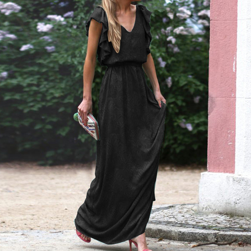 Wear V-neck Summer Sleeveless Printed Long Dress